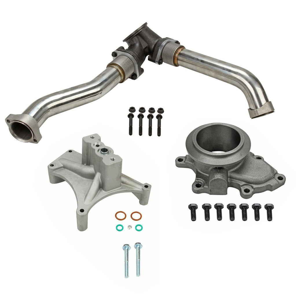 EBP Delete 7.3 Up Pipes NON EBPV Exhaust Outlet Adapter &Pedestal 1999-2003 Ford 7.3 Powerstroke